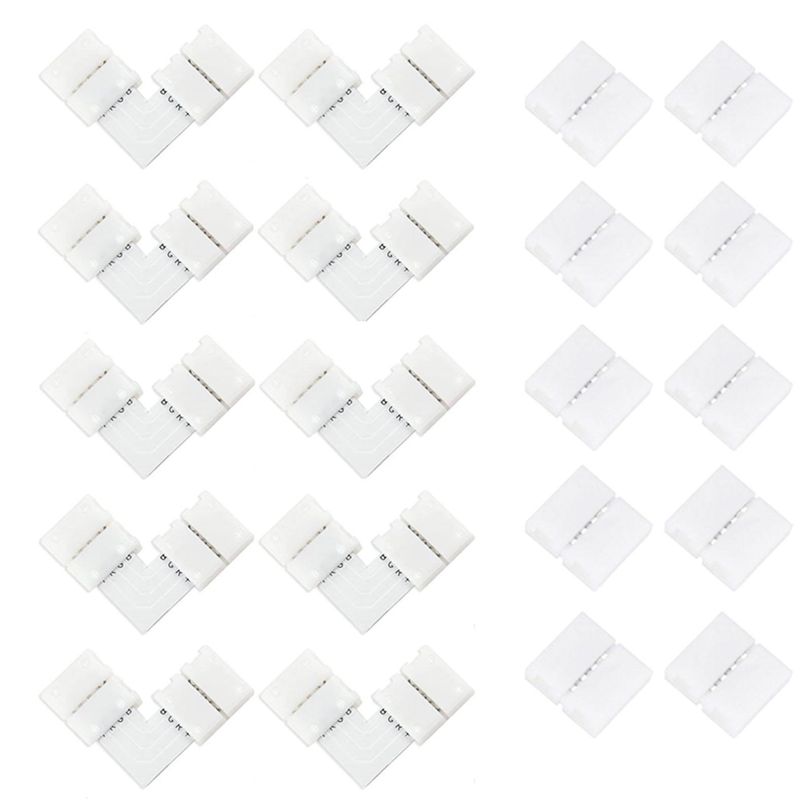

20Pcs L Shape LED Light Strip Connector Unwired Gapless Solderless Adapter for 10mm Wide 4 Pin 5050 RGB LED Strip Light
