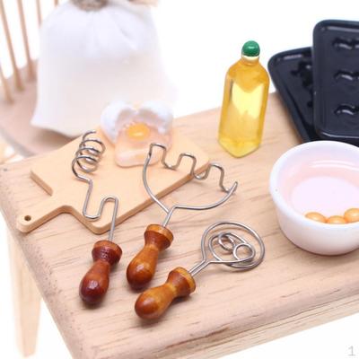 3x Puppenhaus Backwerkzeuge Brotmischer 1:12 Spielset Rollenspiel Kinderspielzeug Miniatur Schneebesen Mini
