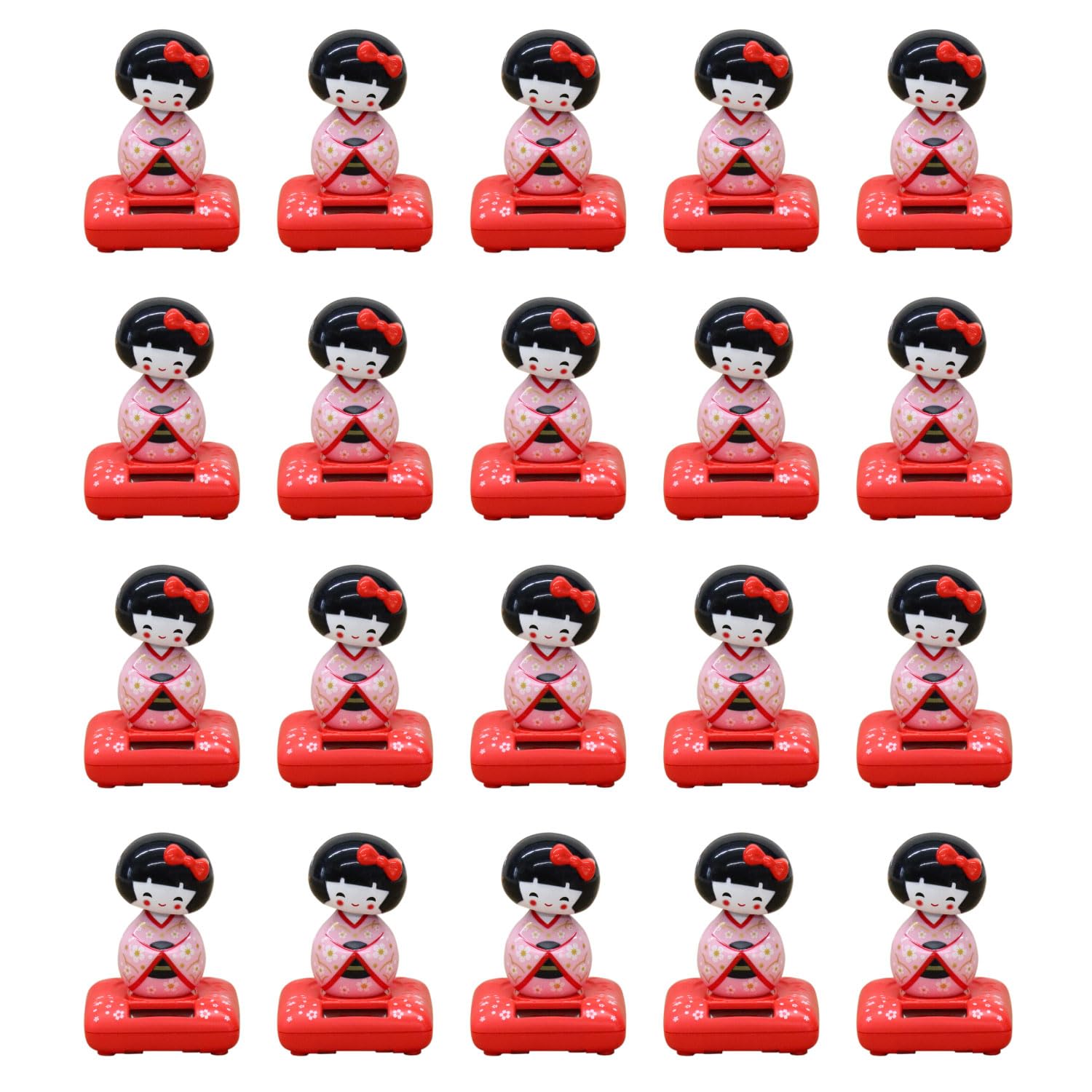 

Куклы Кокеши Castle Enterprises на солнечной батарее с качанием, набор оптом, восхитительный японский сувенир, поставляются в прозрачном футляре (розовый) Питаемый, Сочлененный,