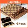 Elegant Brown Wood Chess Set With Smooth Folding Chessboard And Classic Game Pieces