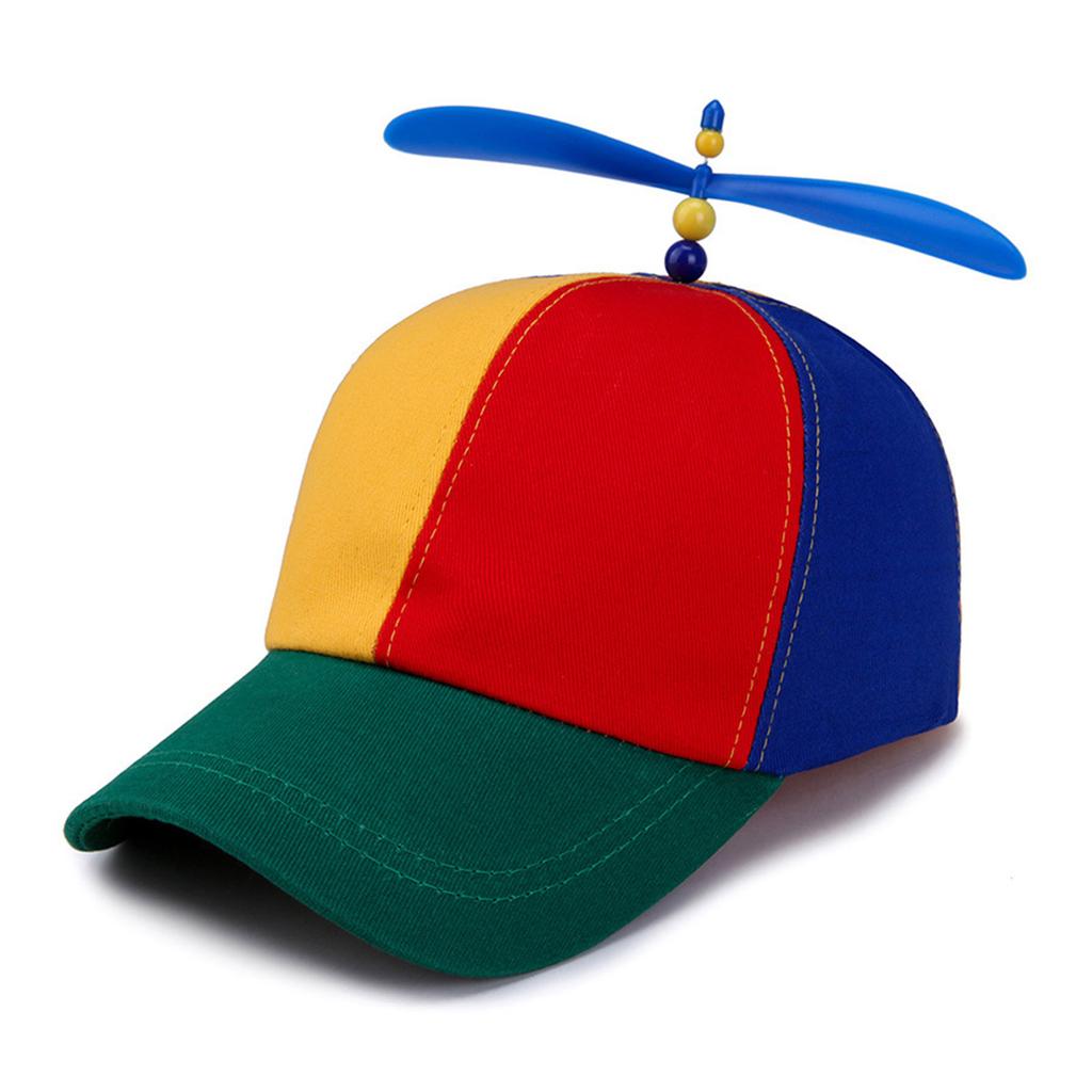 Rainbow Propeller Baseball Cap with Bow Tie Performances Hat for Christmas Children Outdoor Adjustable Duckbill Cap