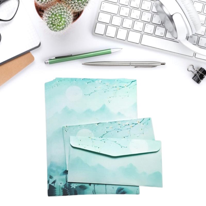 Stationery Paper and Envelopes Set Traditional Letter Writing Paper Color Both Side Writing Stationary Paper for School
