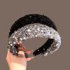 Solid Color Sequins Headband Wide Sponge Hair Band Fashion Wide Hairband  Girl