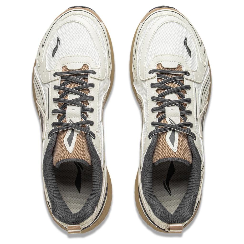 Li Ning Fuyao 1.5 Tessuto Ammortizzazione Antiscivolo Resistente all'Abrasione Basse Scarpe da Corsa Uomo Ecrù ARXU013-3