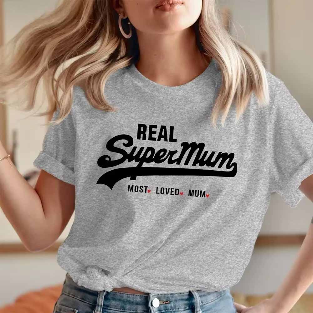 New Fashion Short Sleeve Crewneck Mama Y2k Clothes Real Super Mom Superhero Mothers Day Tshirt Most Loved Mum Tee Harajuku Top