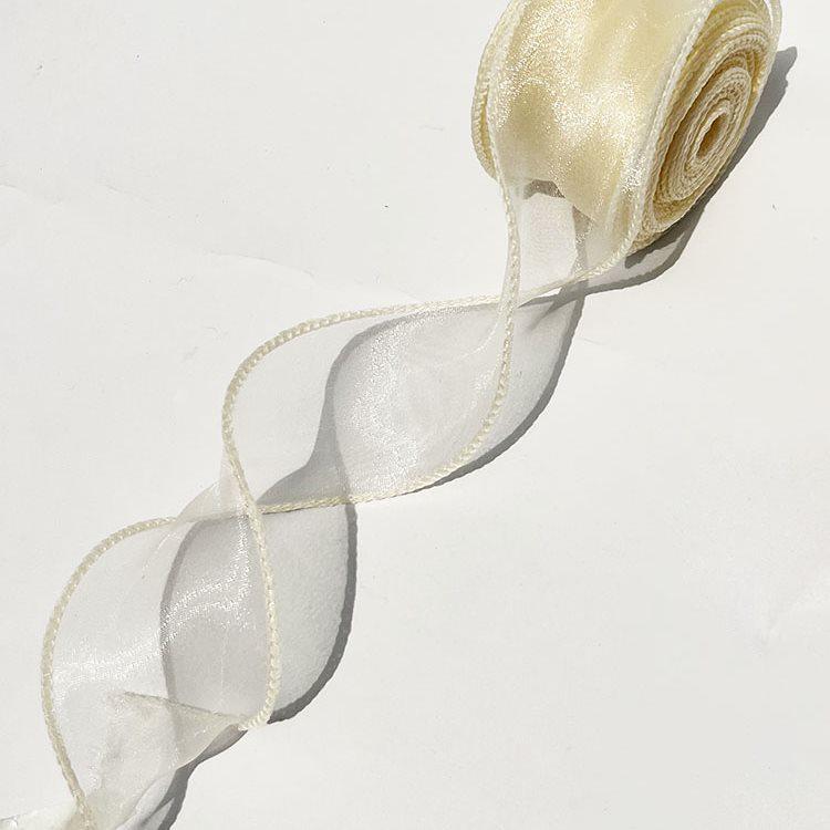 Iridescent Pearl Wave Silk Ribbon: Fishtail Yarn for Floral Arrangements & Decorations