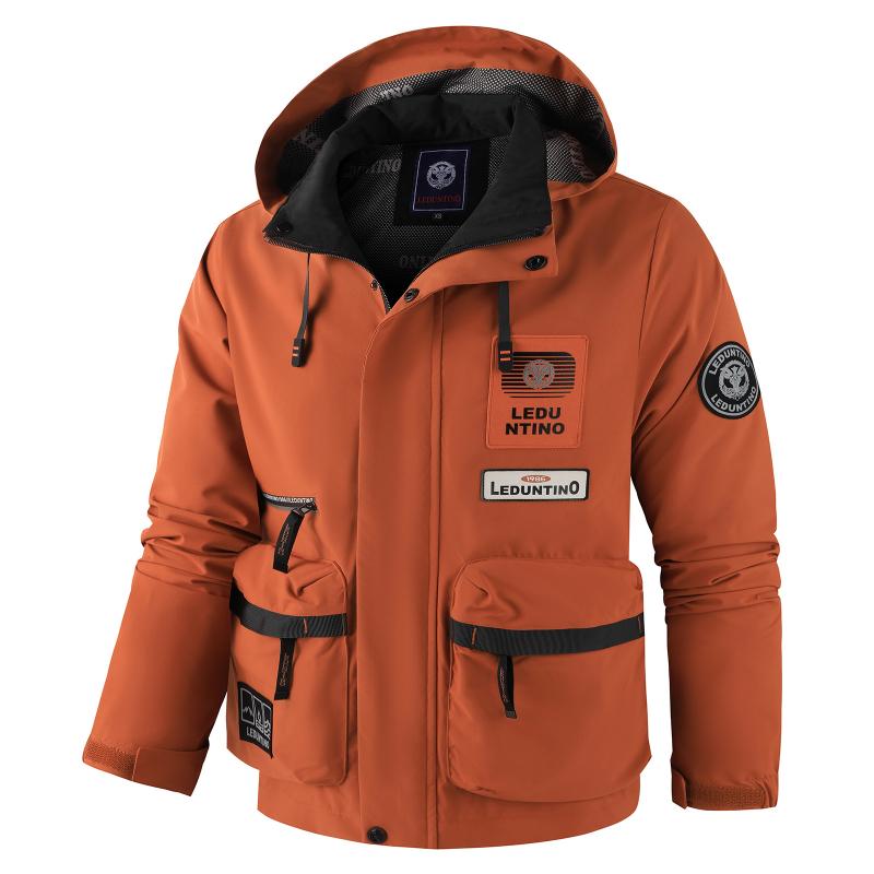 Men's Spring Autumn Hooded Casual Thin Jacket Waterproof Outdoor Hiking Windbreaker Outerwear Coat