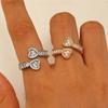 Elegant Sparkling Zirconia Heart Design Cuff Ring for Women Luxury Stylish Rhinestore Rings Jewelry Gifts Accessory