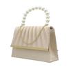 [hotlips] Party Bag Pearl Handbag Wedding Bag Large Women's Pearl Handle Pleated Satin Handbag Party Bag Mini Bag Party After-Party Thank You Party