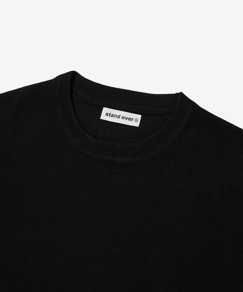 Seutaendeuobeo Crop Round Neck Knit [Black]