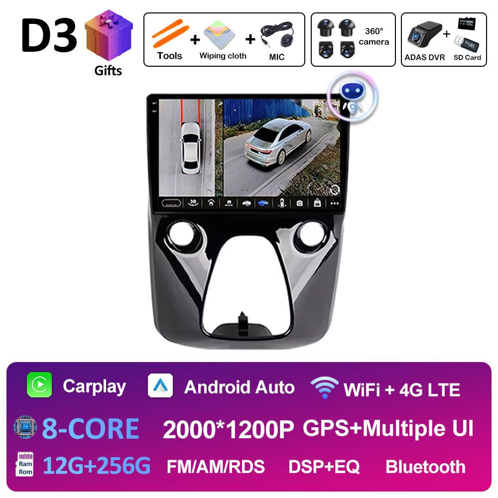 Car Audio Multimedia Radio Player For Peugeot 108 For Toyota Aygo B40 2014 2015 2016 - 2021 Android 14 Wireless Carplay NO 2 Din