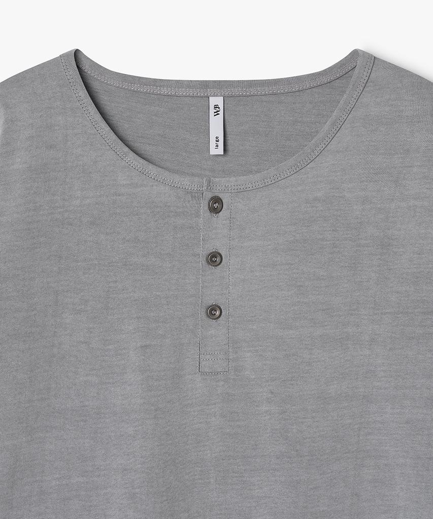 WEST GRAND BOULEVARD Halo Pigment Henley Neck T-Shirt Ash Grey