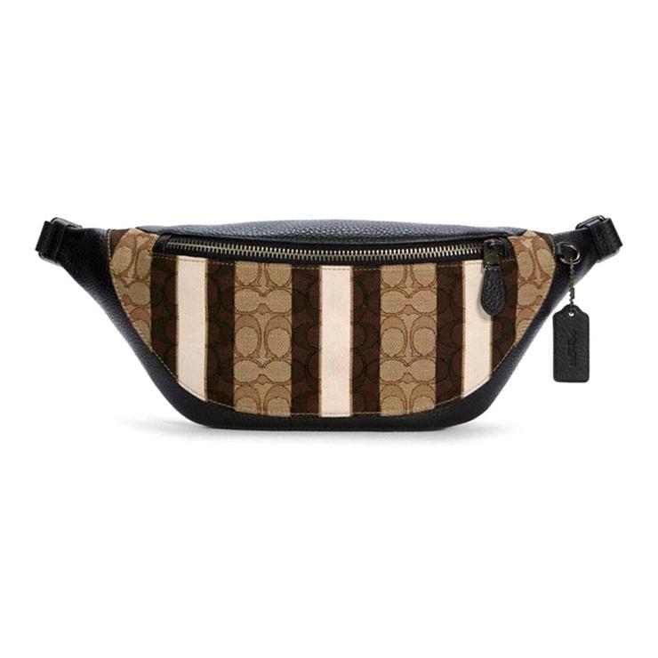 

Coach Warren 33 Classic Monogram Canvas Leather Crossbody Waist Bag Large Men bags Khaki Brown Black C5292-QBPKC Gift Box Set (Basic Set+Yellow Box)