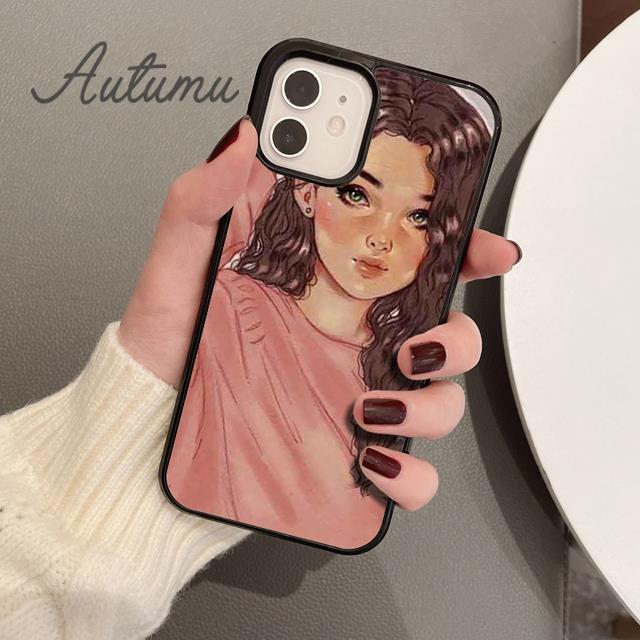 Brunette Blonde Girl Cute Phone Case for iPhone 11 12 13 14 Pro Max mini XR XS SE 2020 6S 7 8 Plus Samsung Galaxy S21 S22 Cover