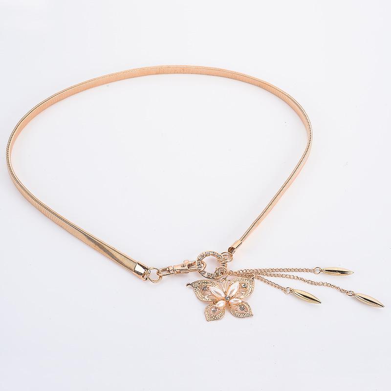 Elegant Korean-Style Rhinestone Waist Chain for Women - Versatile, Fashionable, and Elastic Thin Belt
