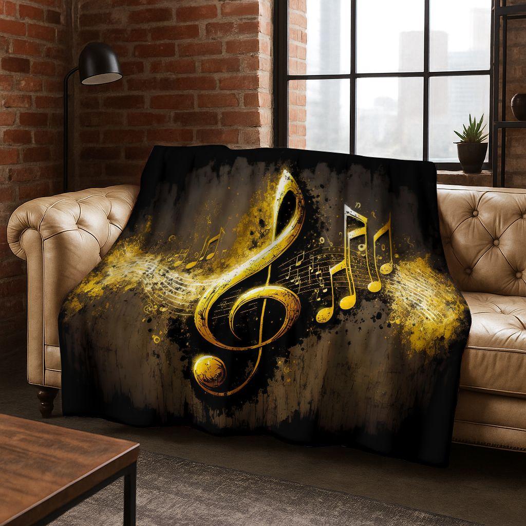 Tanzende Musik Musikalische Note Instrument Cartoon Flanell Decke, Gemütliche Weiche Überwurfdecke für Zuhause Schlafzimmer Bett Sofa Abdeckung Geschenk Kind