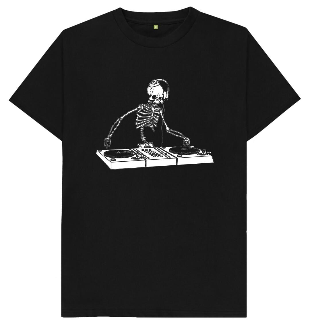 Skeleton DJ Headphones Disc Jockey Music T Shirt XXL