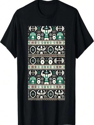 Ugly Christmas Sweater Gym Design, Holiday Workout Xmas T-Shirt