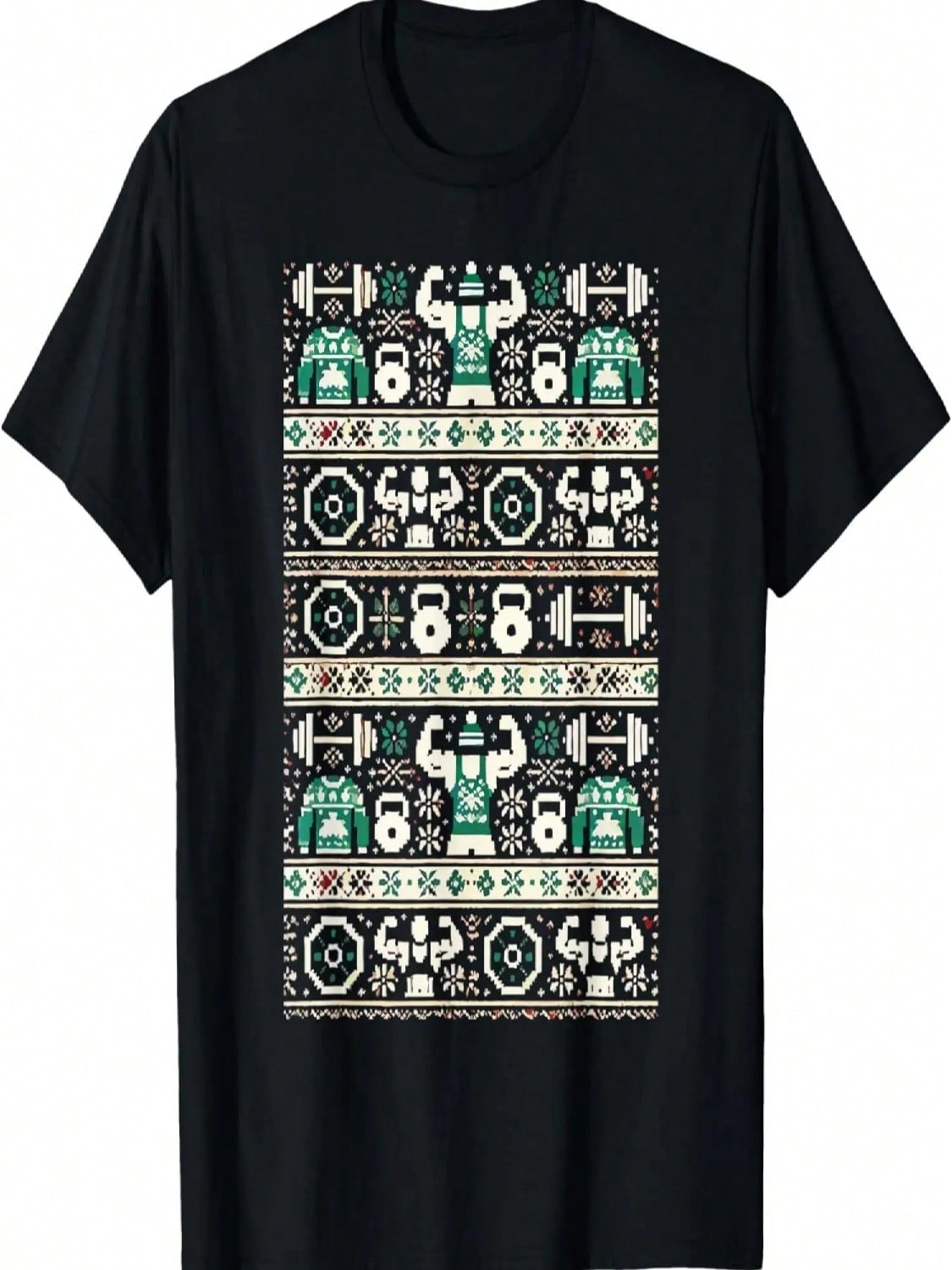 Ugly Christmas Sweater Gym Design, Holiday Workout Xmas T-Shirt S разноцветный