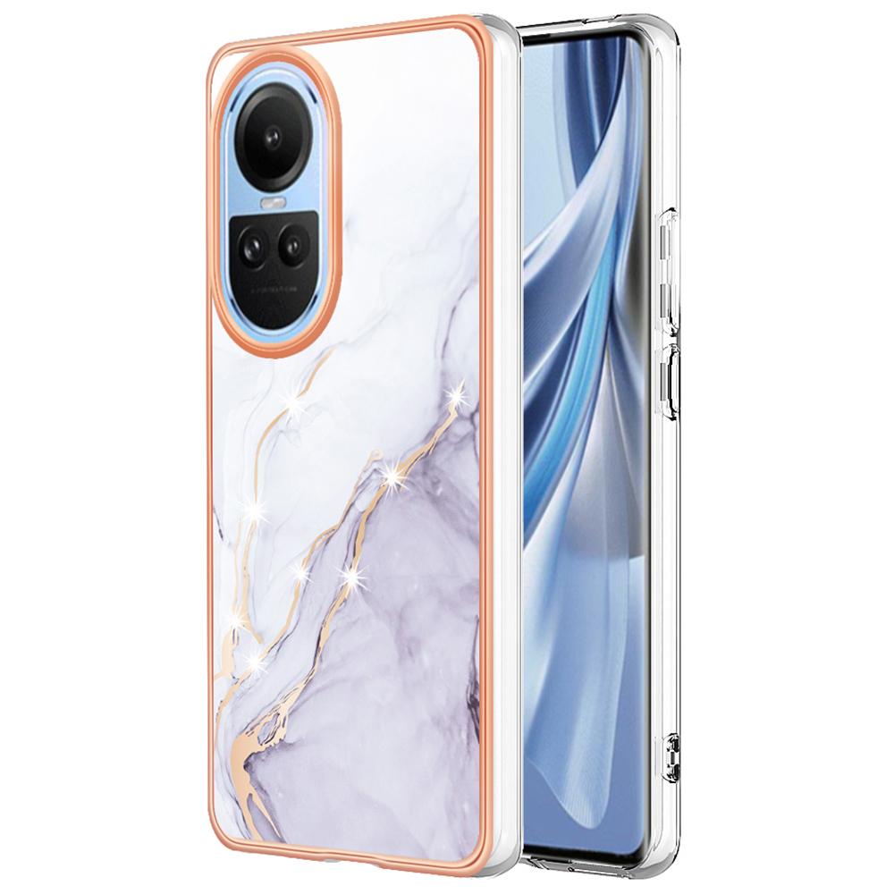 For Oppo Reno10 5G (Global) TPU Case with IMD Marble Pattern Electroplated Back Cover