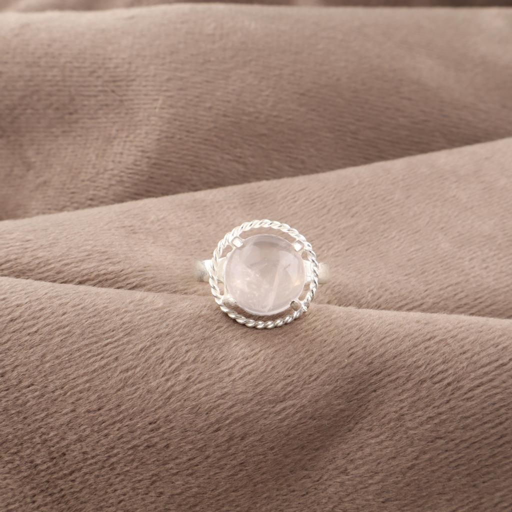 Rosenquarz Edelsteinschmuck, Handgefertigter Silberring, 925 Sterlingsilber Spiritueller Ring, Boho Schmuck Geschenk für Oma