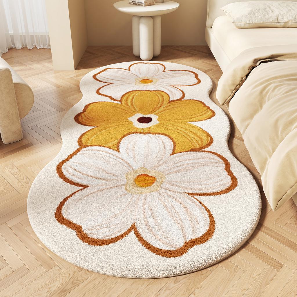 Girly Style Carpets for Living Room Pink Flowers Bedroom Decor Carpet Fluffy Soft Irregular Bedside Rug Home Thicken Plush Mat