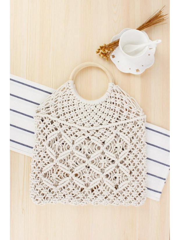 Handmade Cotton Rope Woven Mesh Bag - Women's Casual Beach Bag