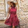 New Summer Neck Strap Skirt Pleated Sleeveless Polka Dot Dress