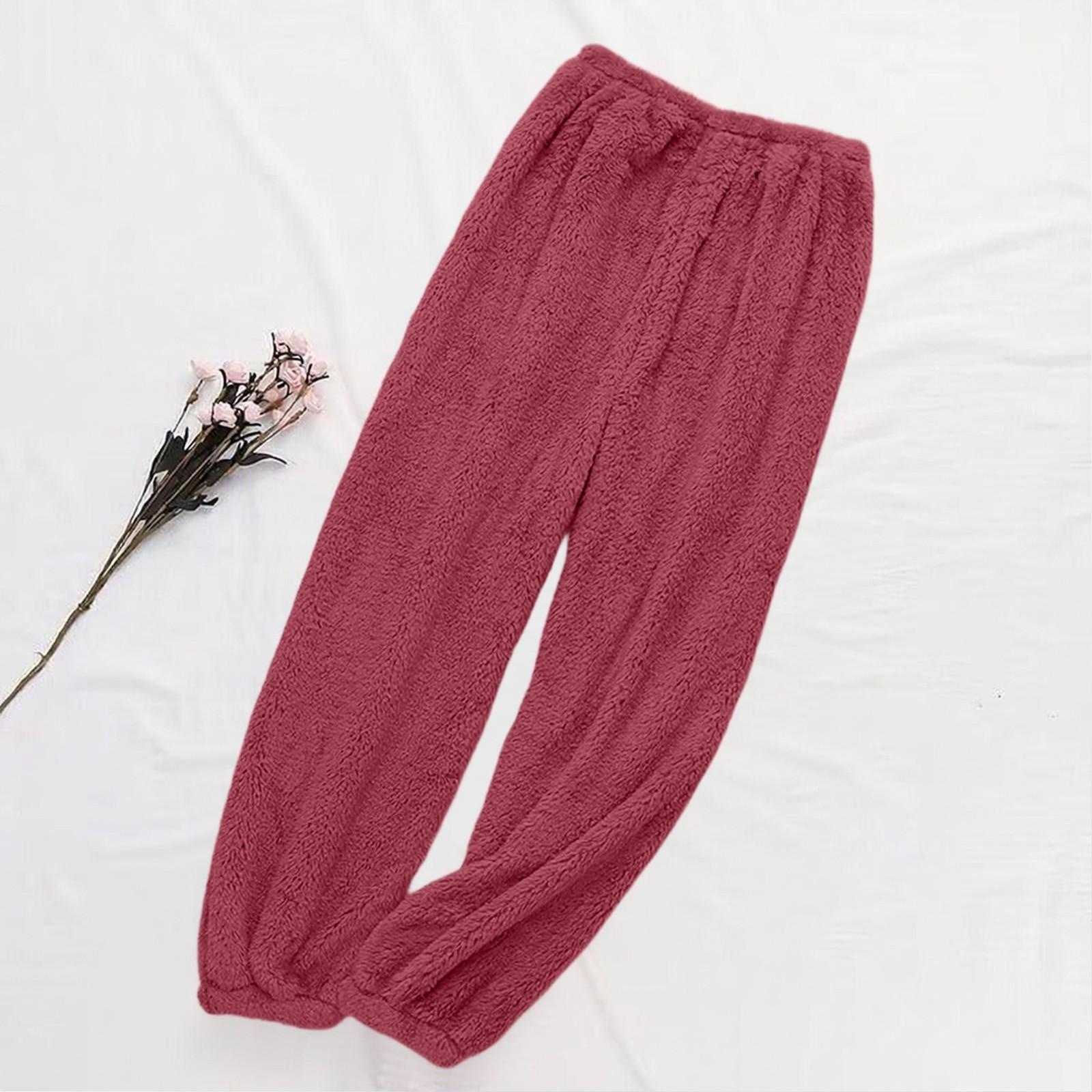 Женские плюшевые зауженные брюки Модные женские XL винный