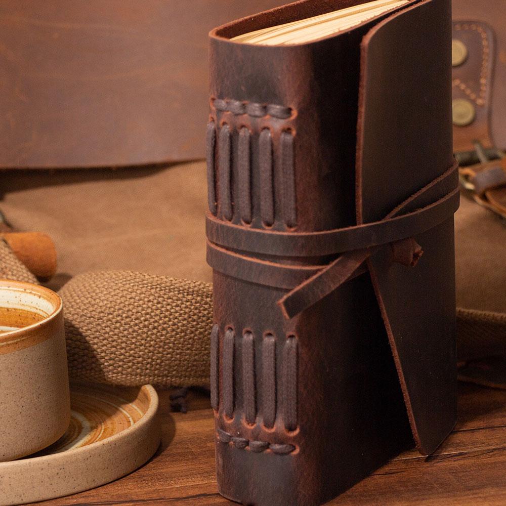Vintage Diary Notebook Agenda With Genuine Leather Cover Notepad Men Note Book For School Stationery Or Traveler Sketchbook Gift Quality