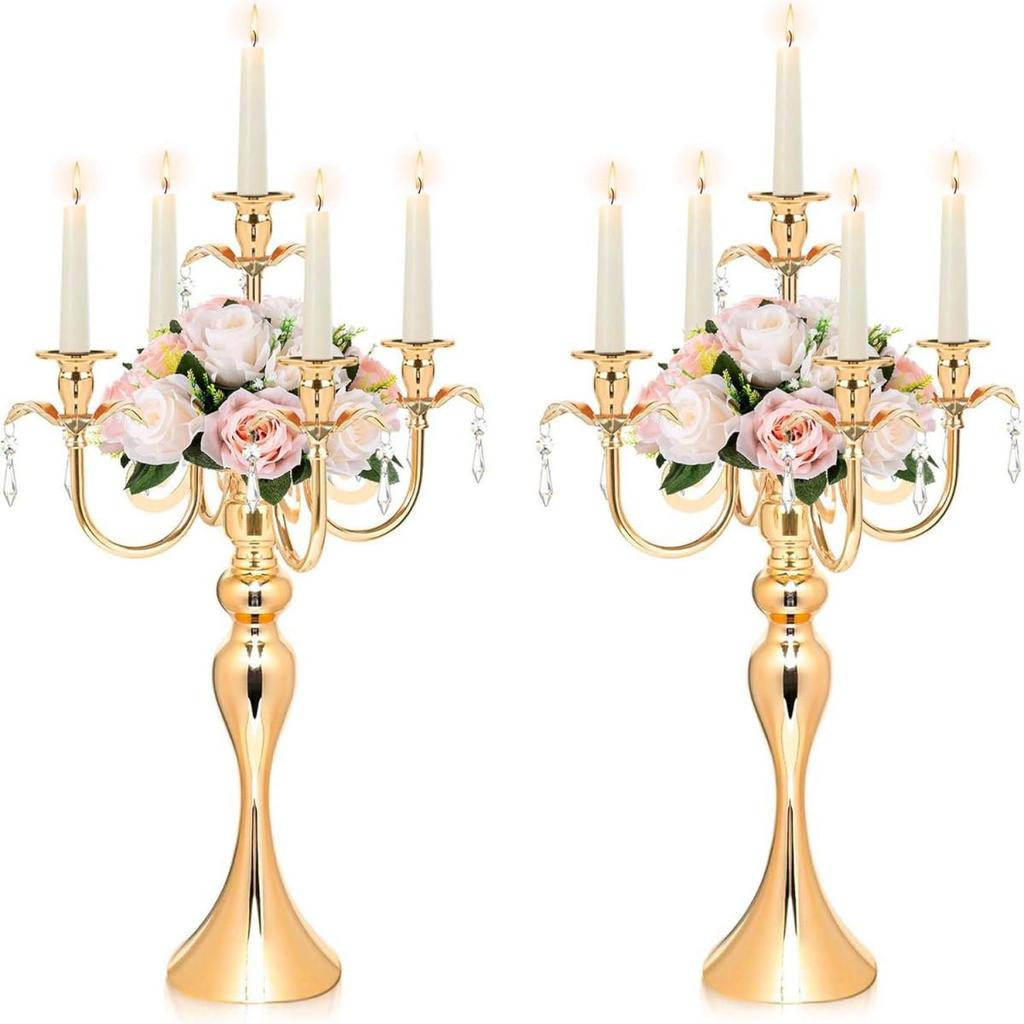European Retro Five-Head Metal Candle Holder for Weddings and Restaurants