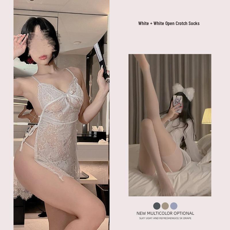 Verführerisches Spitzen-Strapsnachthemd-Set - Reizvolle & Durchsichtige Lingerie