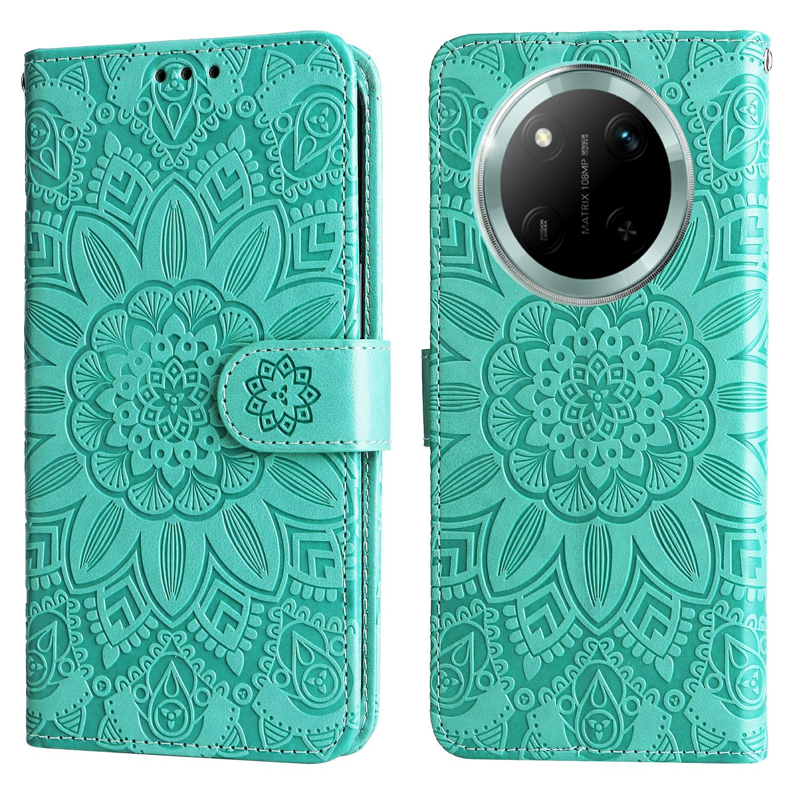 

Leather Case for Honor Magic7 Lite 5G/X9c 5G/X60 Pro 5G Sunflower Wallet Cover Green