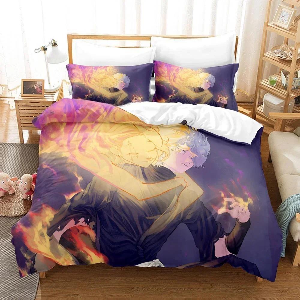 Fashion Anime Hell's Paradise: Jigokuraku Bedding Set Cartoon Three-piece Set Adult Kid Bedroom Duvet Cover Sets Home Textiles