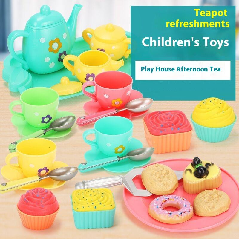 1 Set Teapot Teacup Food Pretend Play Toy Kids Simulation Tea Kit Kitchen Afternoon Tea Toys For Boy Girl Birthday Gift