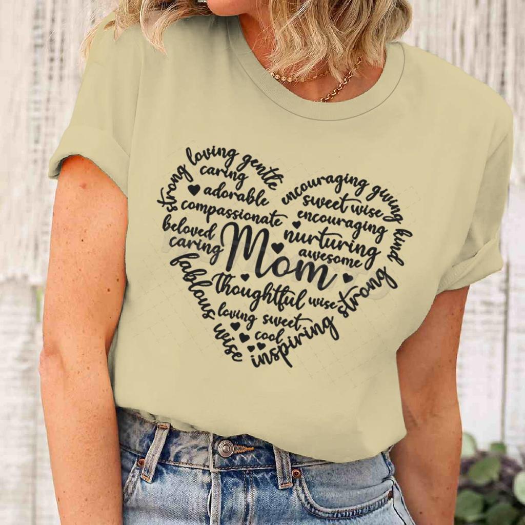 Praising Moms Quotes Printed T Shirts Unisex Summer Short Sleeve Fashionable Mother Plot Gift Female Tees Graphic Mama Y2k Tops