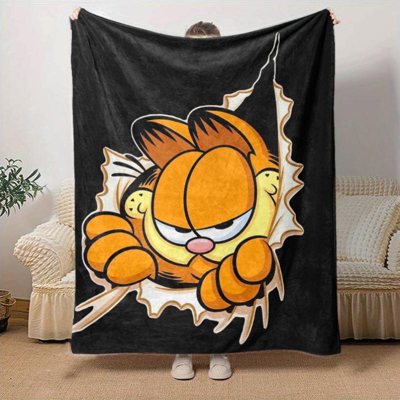 1pc, Garfield Cartoon Character Home Decor Blanket, Perfect for Couch, Bed, Travel, Camping, Car, Beach, Office Nap, Soft Throw Gift IdeaA053