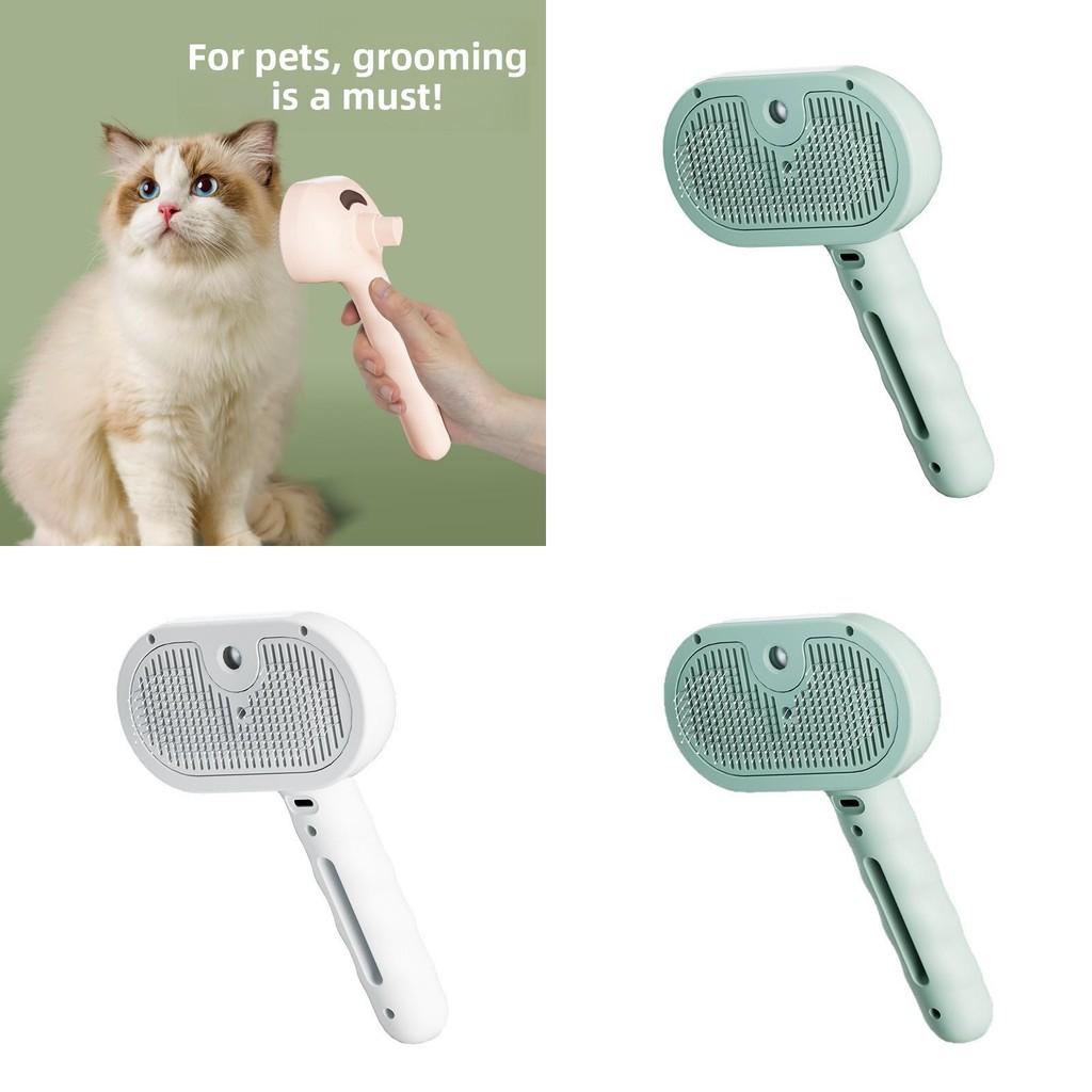 Press Type Cat Dog Pet Hair Comber With Spray Function For Fur Removal And Grooming
