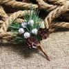 10PCS Artificial Flower Red Christmas Berry Pine Cone Holly Branches New Year Home Decoration for Home Floral Decor Crafts