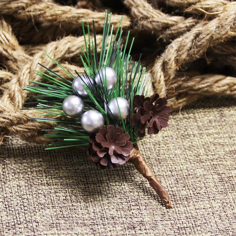 

10 шт искусственных цветов красных рождественских ягод, шишек, веток падуба, новогодних украшений для дома, цветочного декора, ремесел 10PCS