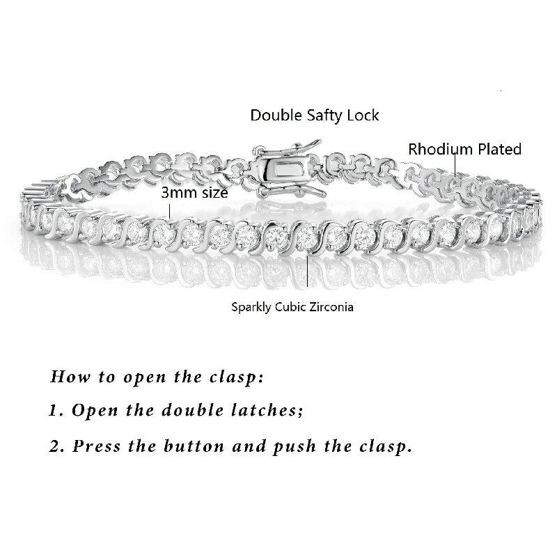 

A 3mm tennis bracelet micro-inlaid zircon diamond boys and girls couple model, European and American ins wind chain 7.5in