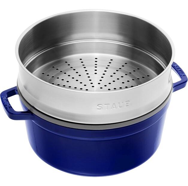 Кокотница Zwilling Staub круглая с пароваркой 26 см тёмно-синяя 5,2 л (40510-604-0)