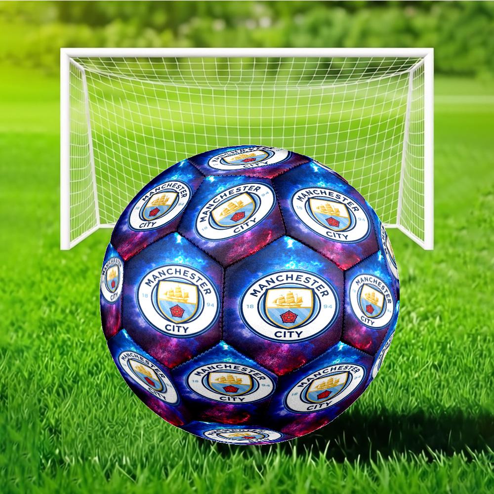 City Football Club Printed Size 5 Soccer Ball - Durable, Machine-stitched, Soft and Comfortable, Suitable for Training and Matches Gift