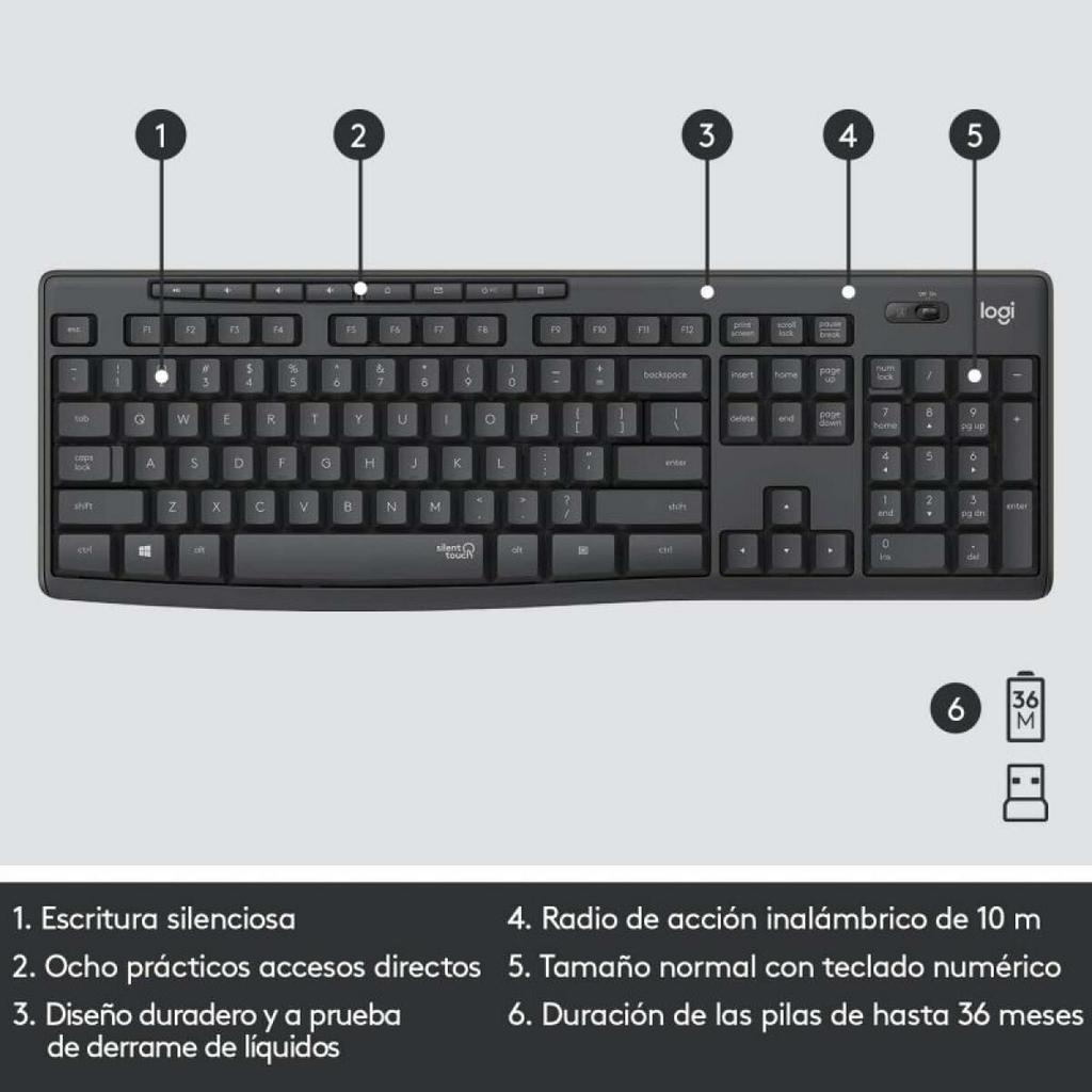 Keyboard and Wireless Mouse Logitech MK295 Grey Spanish Qwerty