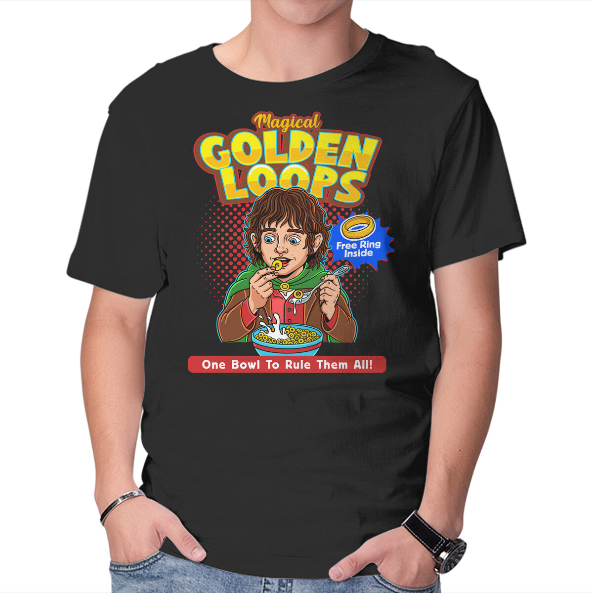 Unisex Crew Neck T-Shirt Magical Golden Loops Graphic Short Sleeve Casual Tee S