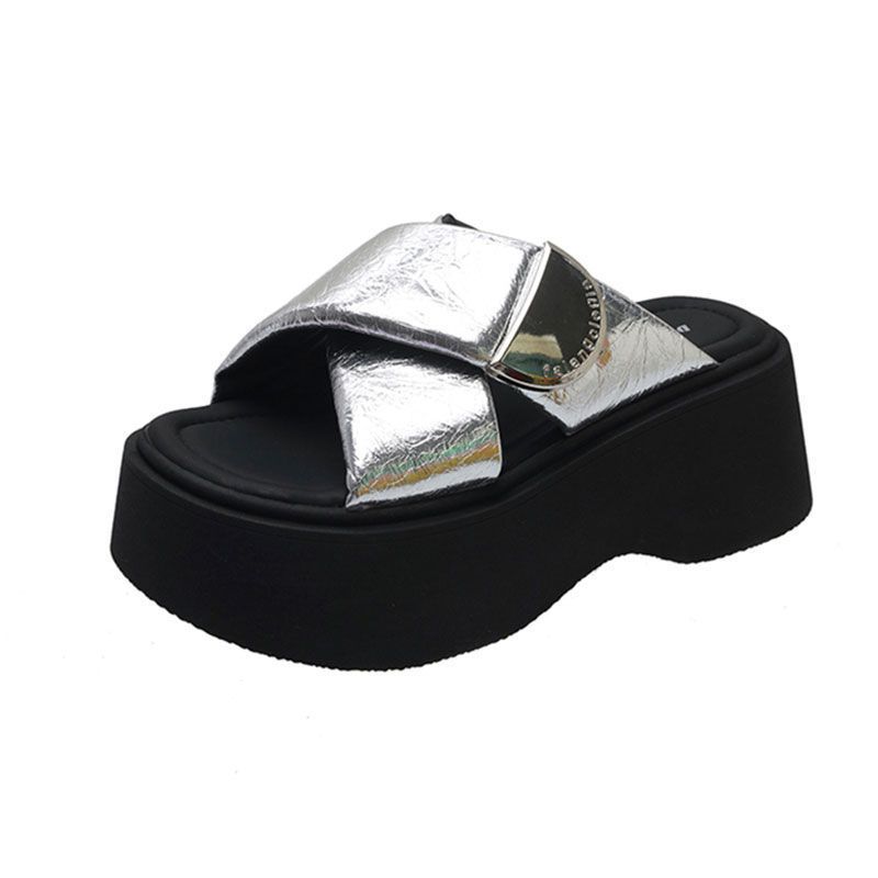 Fashion Shoes Woman 2025 House Slippers Platform Pantofle Low Luxury Slides New Designer Cotton Fabric Fashion Rome Rubber Scandals Hoof