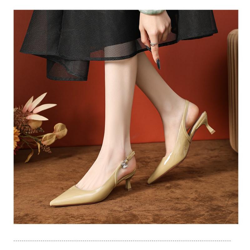 2025 New Women Slingback Block Heel Sandals 5cm Green Solid Color Court Shoes Summer Outdoor Dressy Outfit