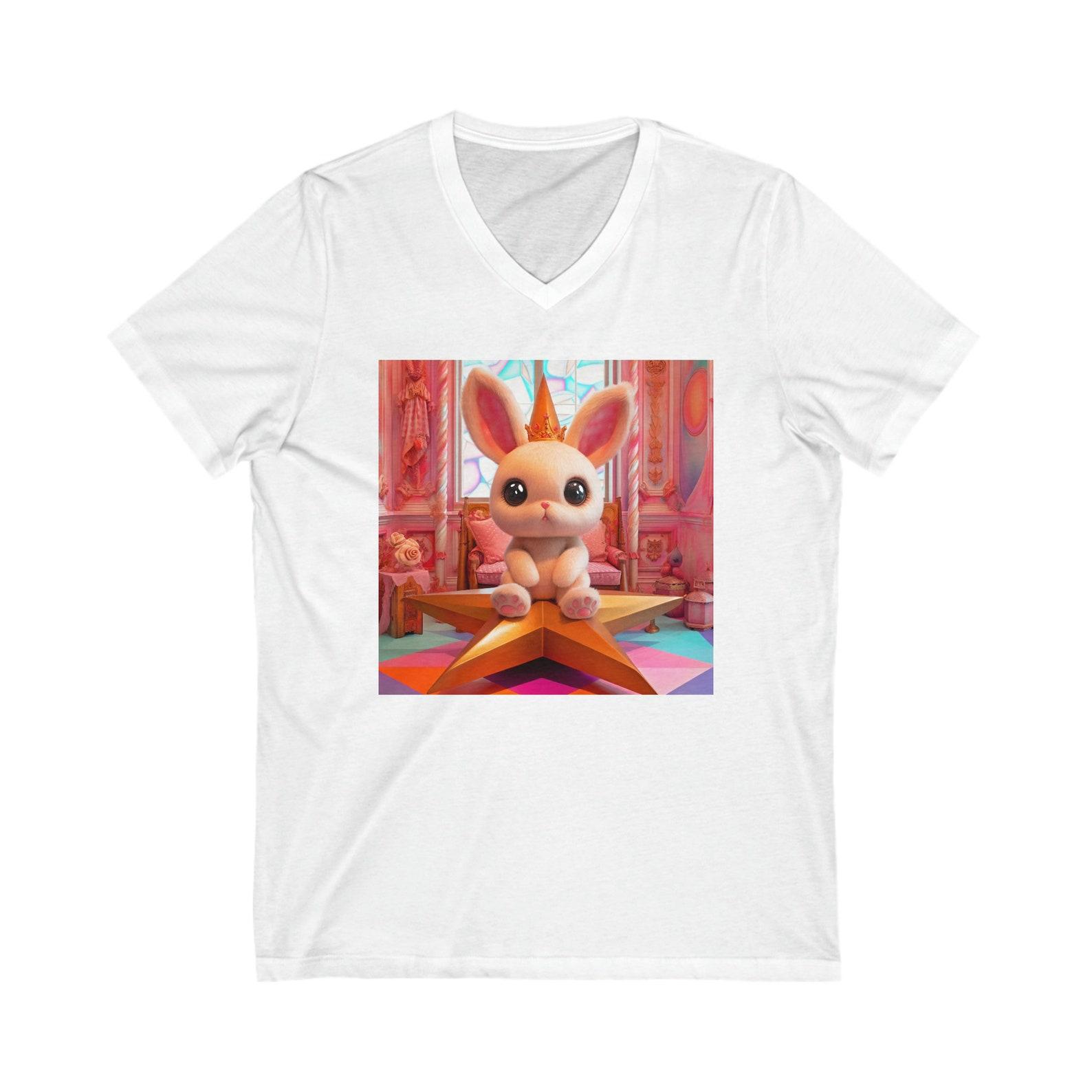 Pink Bunny Short Sleeve V-Neck Tee 150
