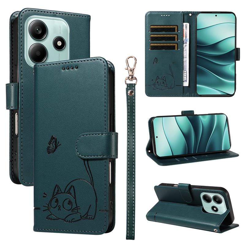 

Магнитный кожаный чехол-кошелек с откидной крышкой для Xiaomi Redmi Note 8 8T 9 10 11 12 13 14 Pro 4G 5G | Тисненый дизайн с изображением кошек и бабочек Redmi Note14 Plus 5G