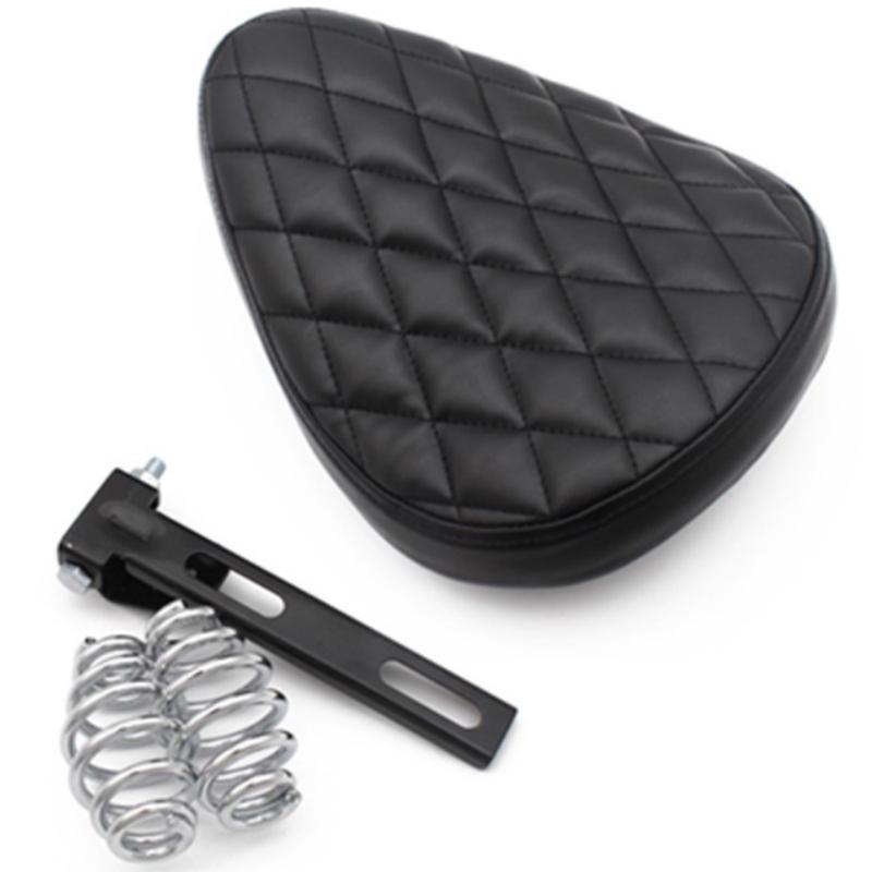 Motorcycle Leather Saddle Seat Retro Black Leather Solo Seat for Harley Custom Chopper Bobber Honda Yamaha Kawasaki Suzuki